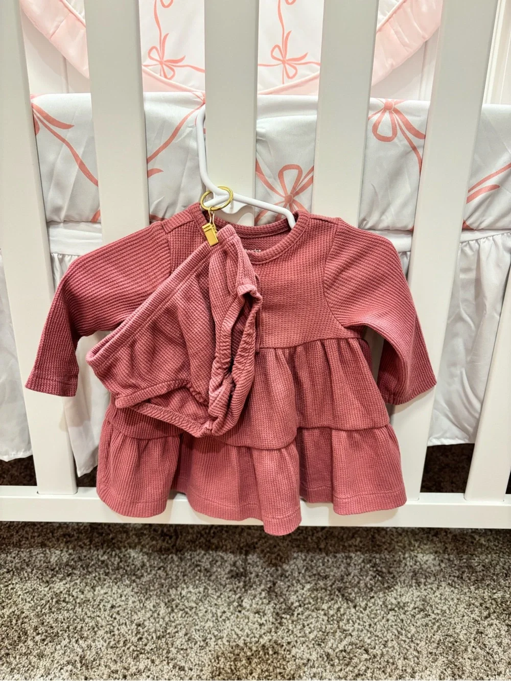 Carter's Dusty Rose Long-Sleeve Tiered Knit Top for Kids